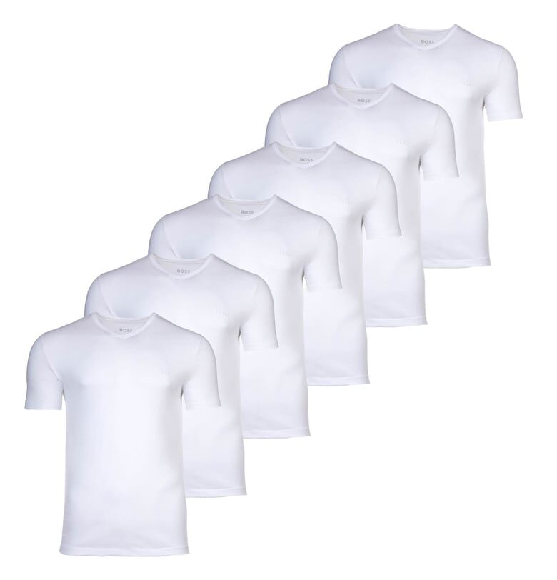 Тениска с шпиц - 6 броя - Бял BOSS