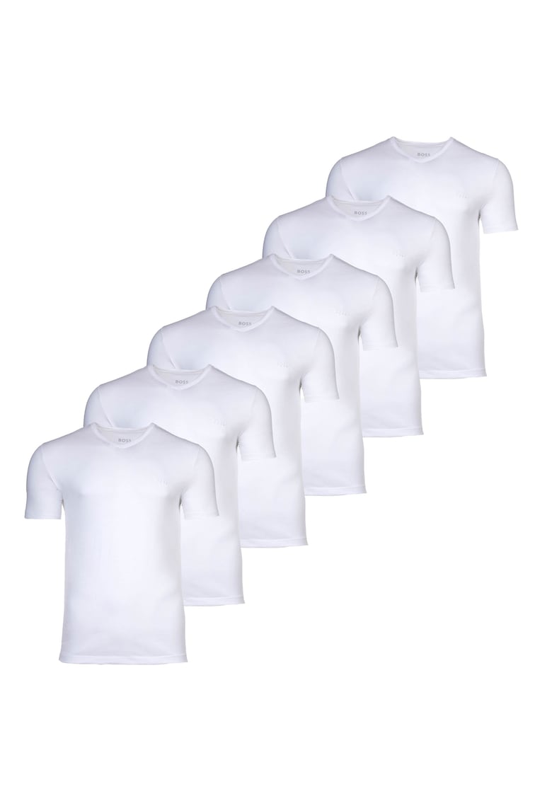Тениска с шпиц - 6 броя - Бял BOSS