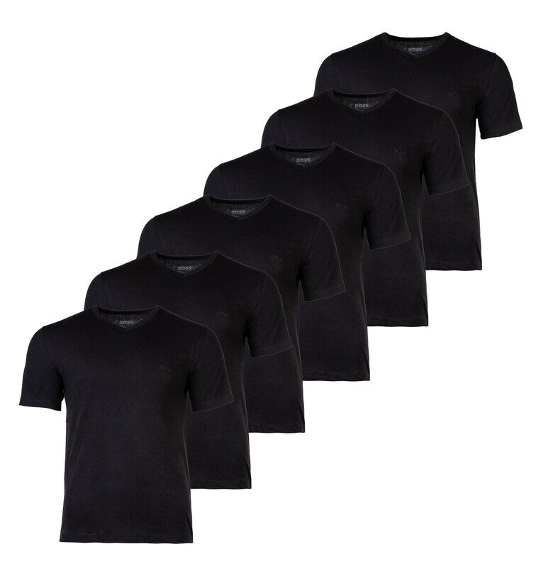 Тениска с шпиц - 6 броя - Черен BOSS