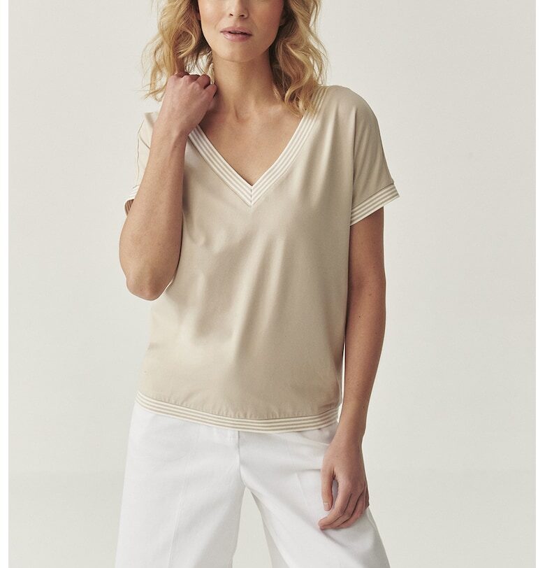 Тениска с шпиц и райе - Бежов Tatuum