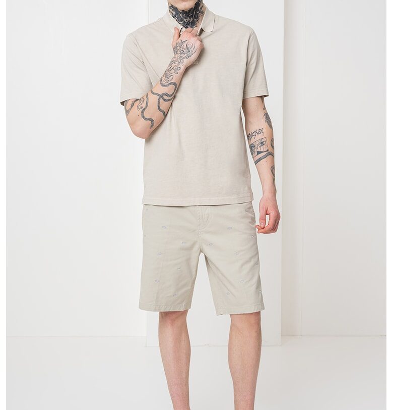 Тениска с яка - Бежов BOSS