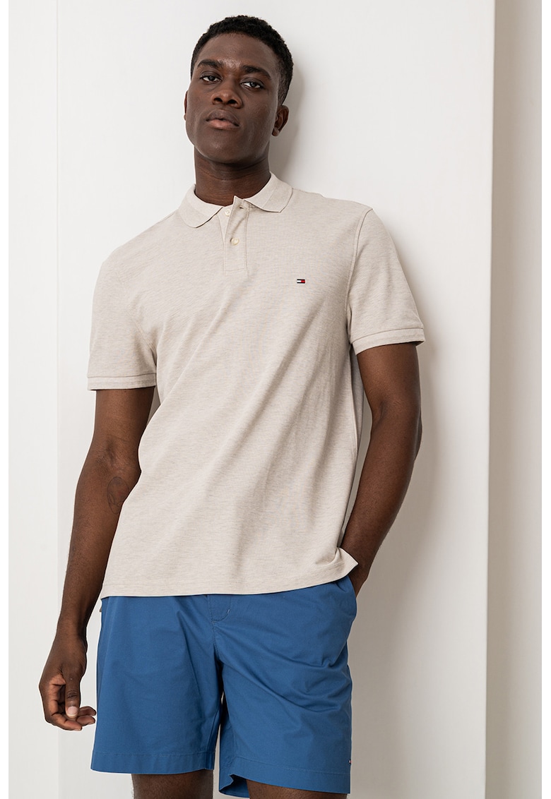 Тениска с яка - Бежов меланж Tommy Hilfiger