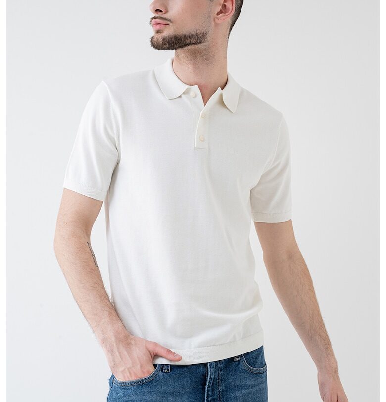 Тениска с яка - Крем CALVIN KLEIN