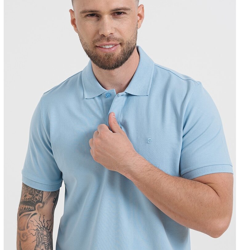 Тениска с яка - Пастелносин Pierre Cardin