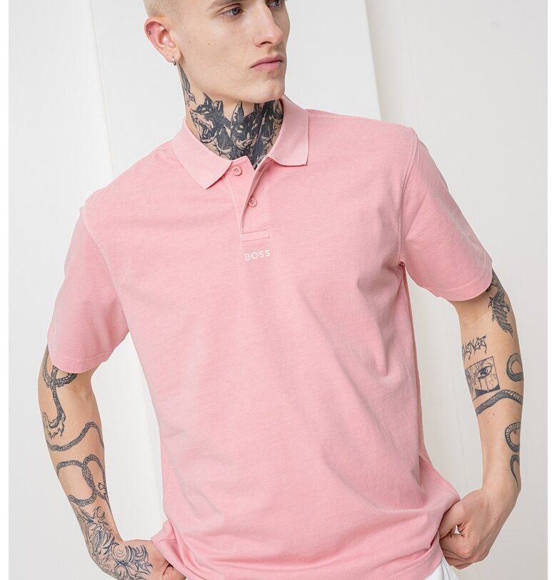 Тениска с яка - Розово BOSS