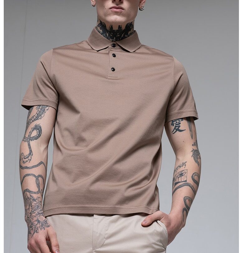 Тениска с яка - Светлокафяв Pal Zileri