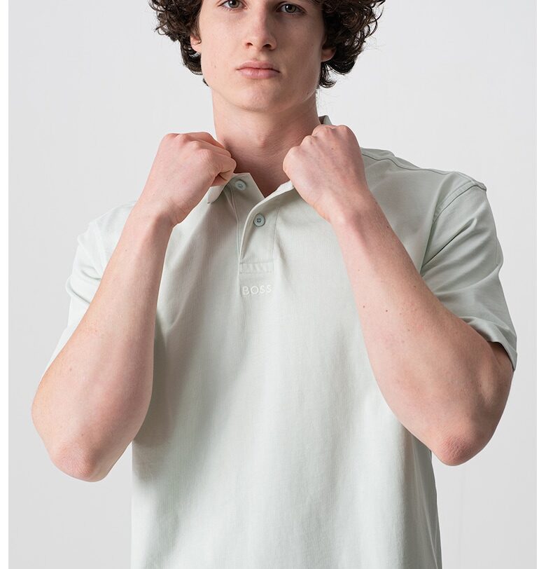 Тениска с яка - Светлосин BOSS