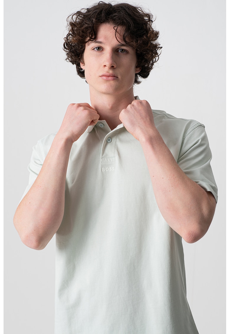 Тениска с яка - Светлосин BOSS