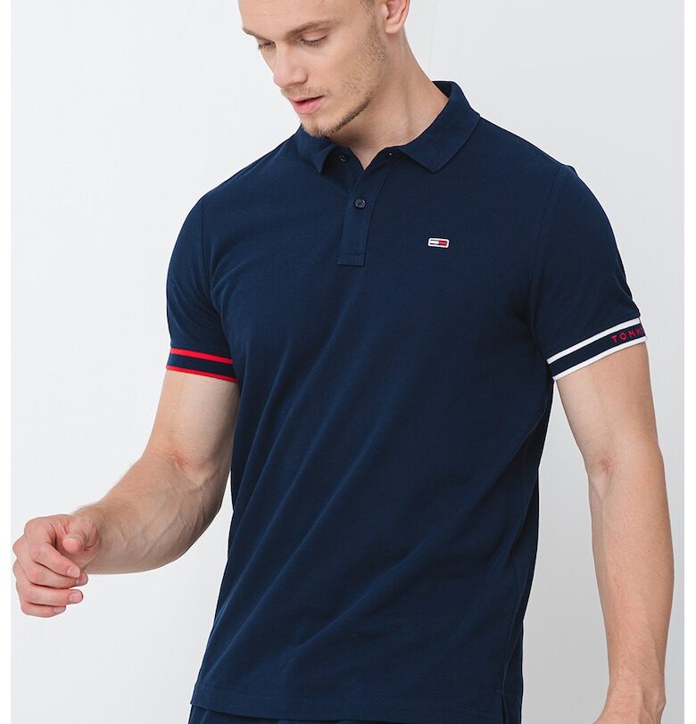 Тениска с яка - Червен/Бял/Тъмносин Tommy Jeans