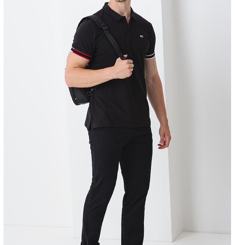 Тениска с яка - Червен/Черен/Бял Tommy Jeans