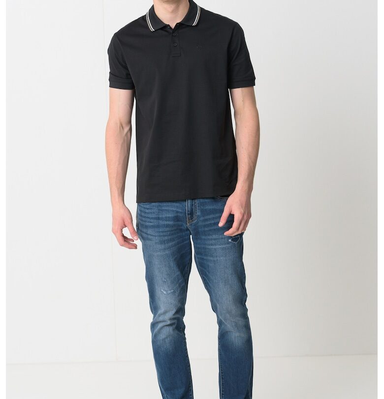 Тениска с яка - Черен ARMANI EXCHANGE