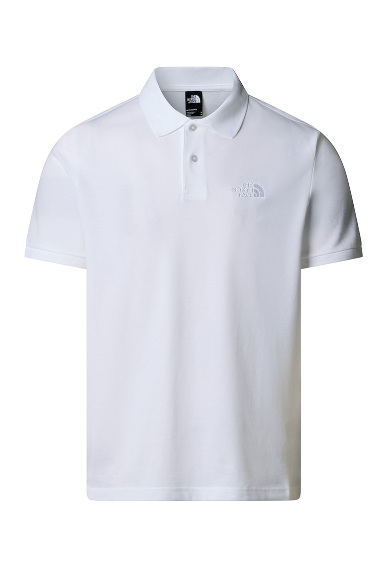 Тениска с яка и бродирано лого - Бял The North Face