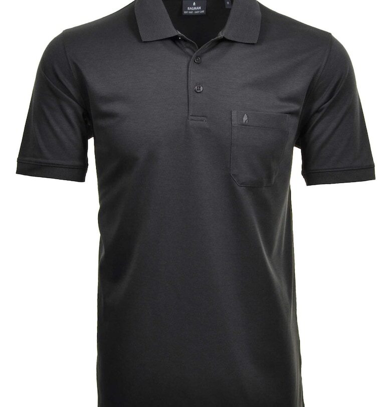 Тениска с яка и джоб - Tъмносив Ragman