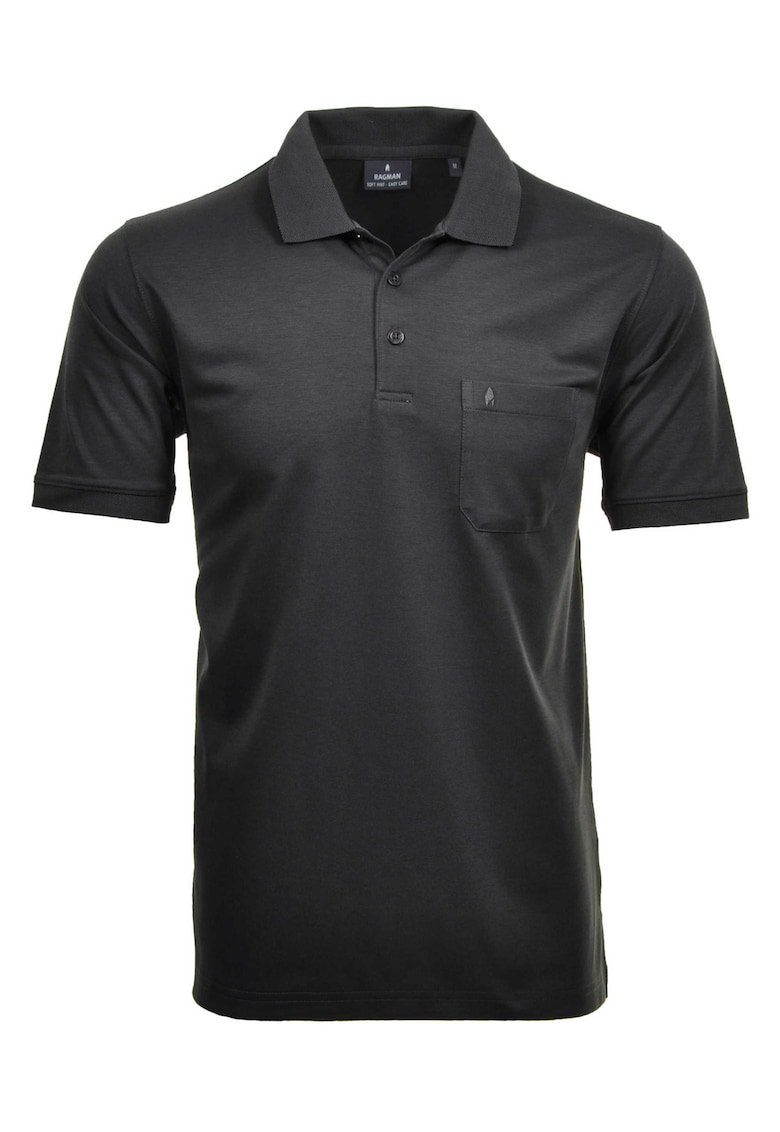 Тениска с яка и джоб - Tъмносив Ragman