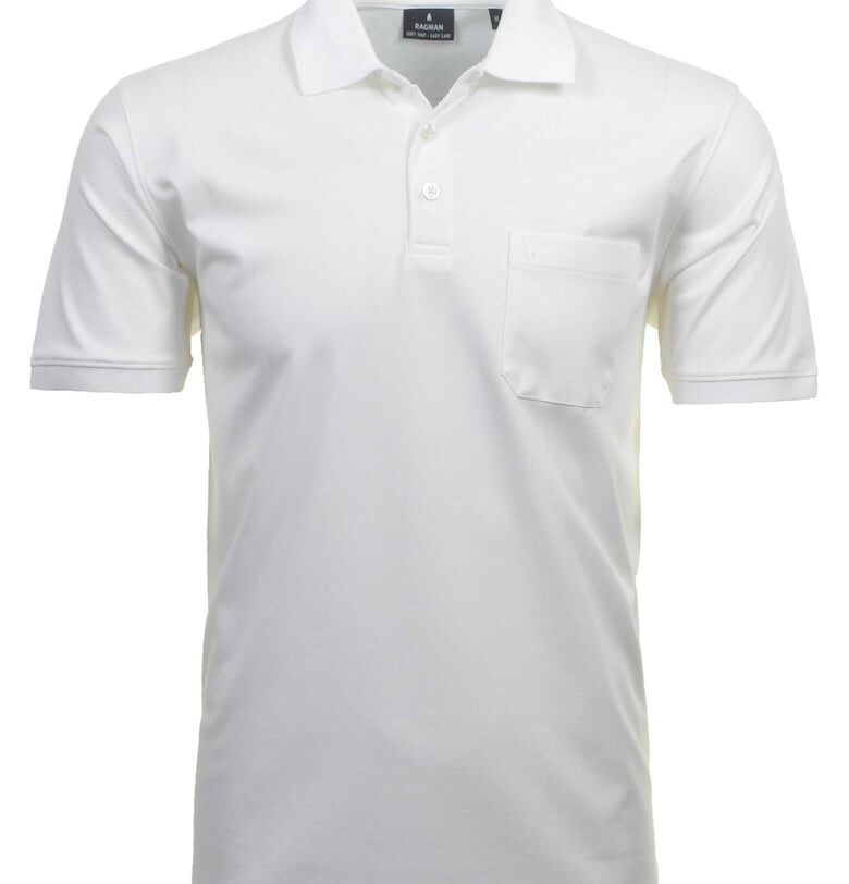Тениска с яка и джоб - Бял Ragman