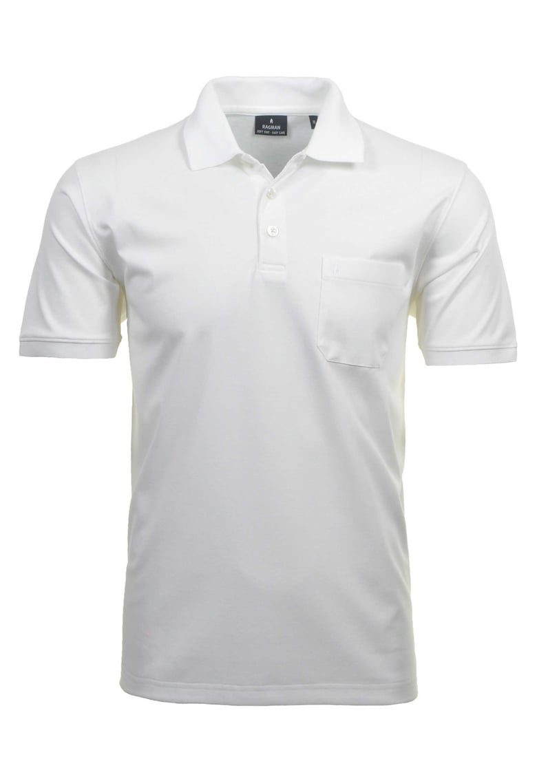 Тениска с яка и джоб - Бял Ragman