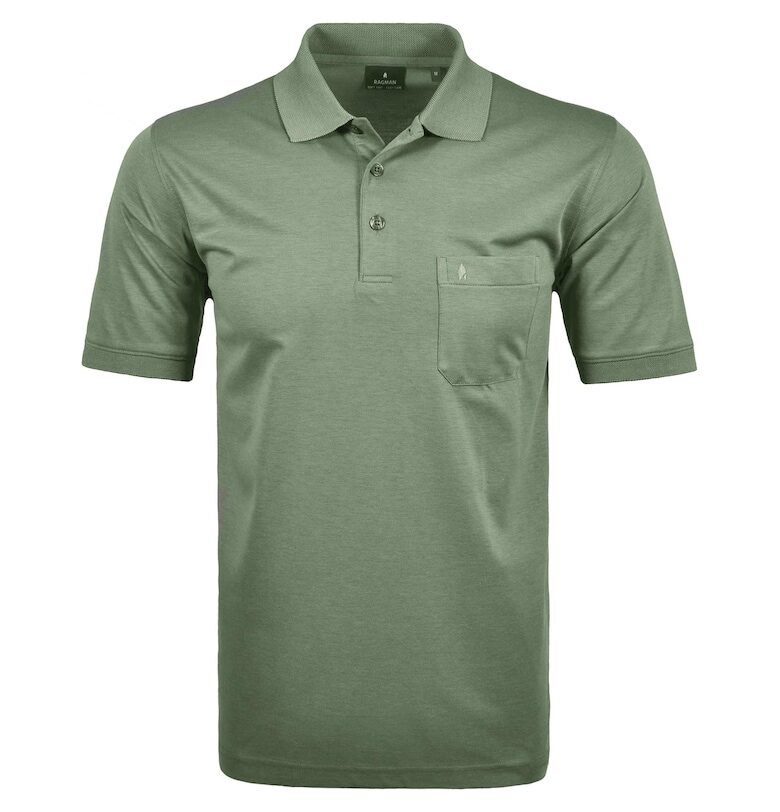 Тениска с яка и джоб - Зелен Ragman