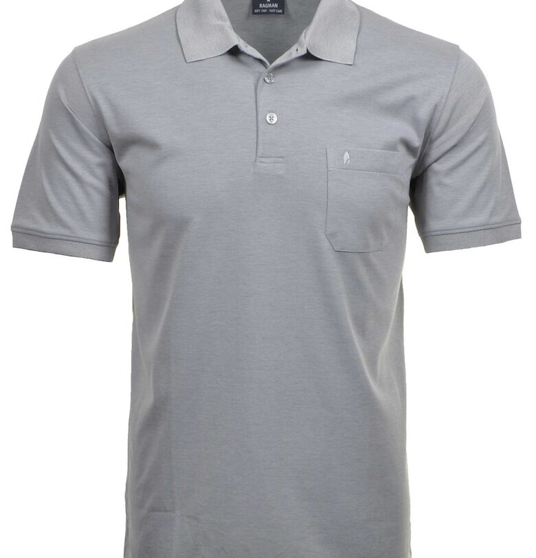 Тениска с яка и джоб - Светло сив Ragman