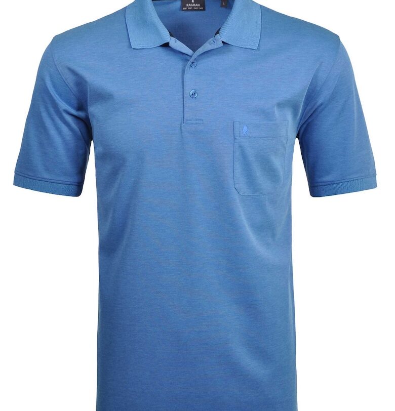 Тениска с яка и джоб - Светлосин Ragman