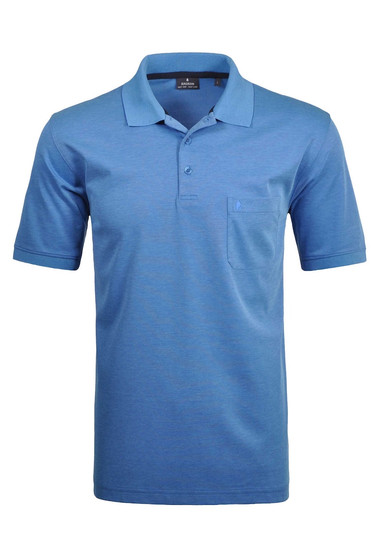Тениска с яка и джоб - Светлосин Ragman