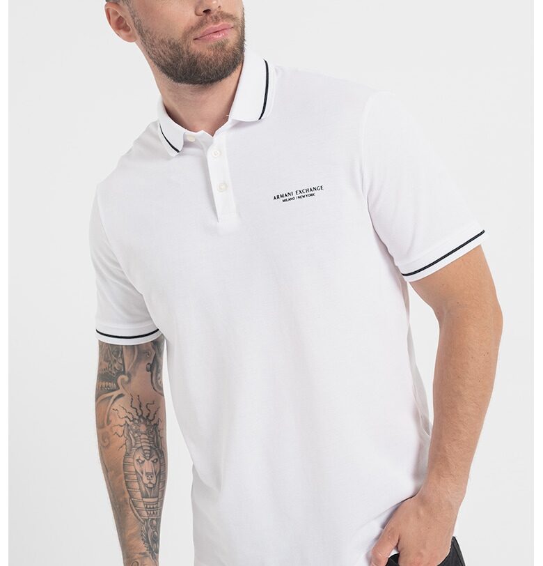 Тениска с яка и контрасти - Бял ARMANI EXCHANGE