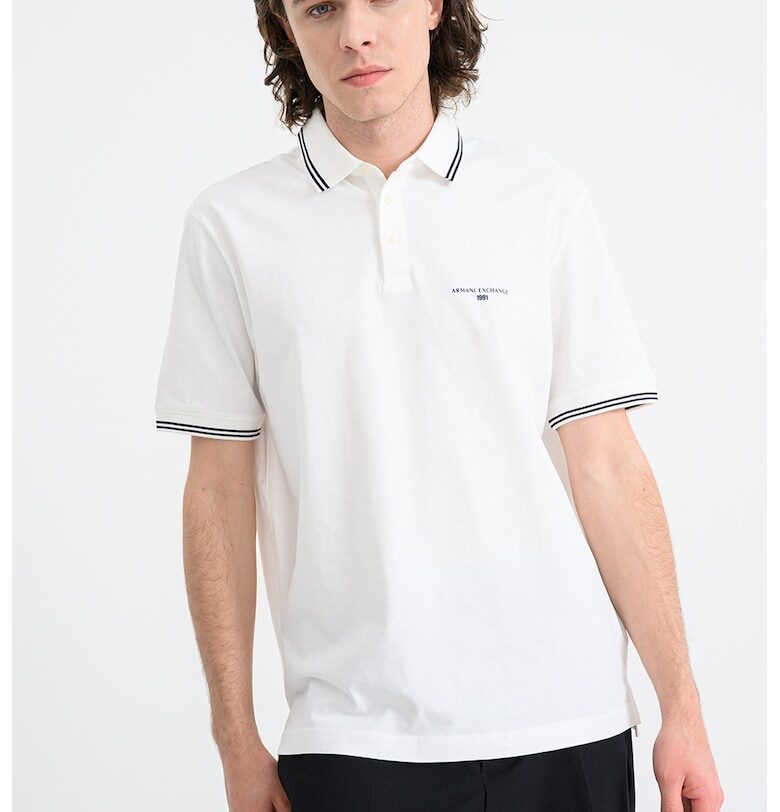 Тениска с яка и контрасти - Бял/Черен ARMANI EXCHANGE