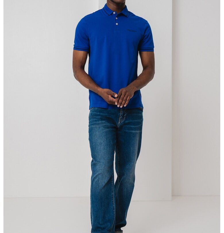 Тениска с яка и контрасти - Кралско Синьо ARMANI EXCHANGE