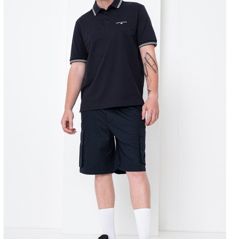 Тениска с яка и контрасти - Тъмносин ARMANI EXCHANGE