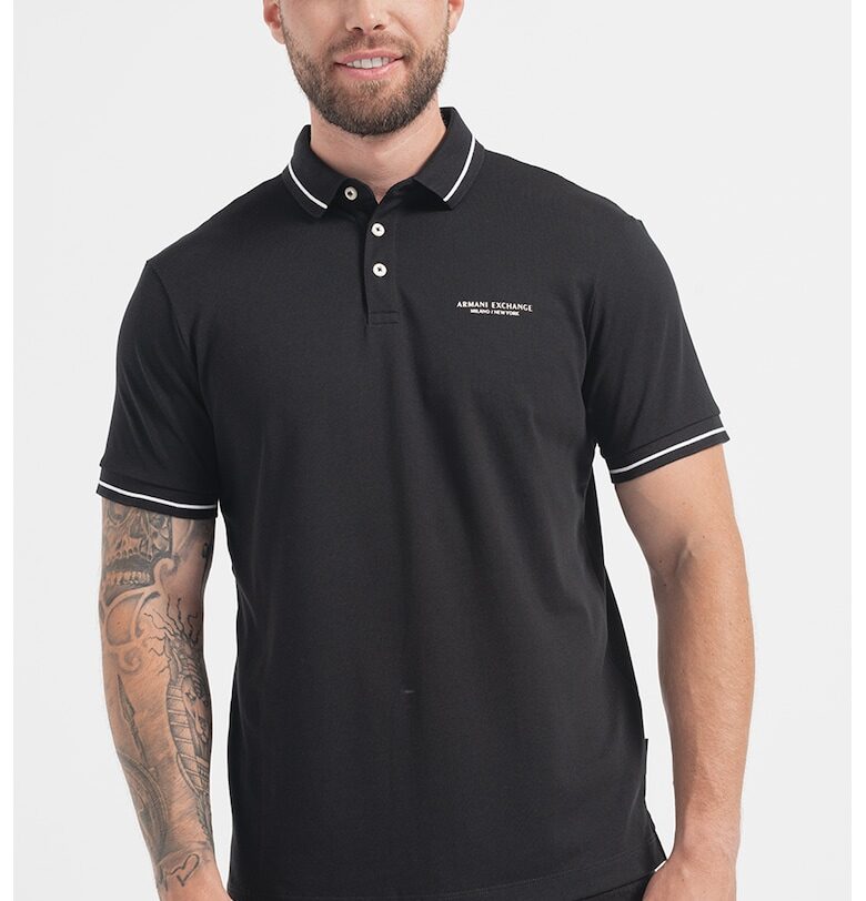 Тениска с яка и контрасти - Черен ARMANI EXCHANGE