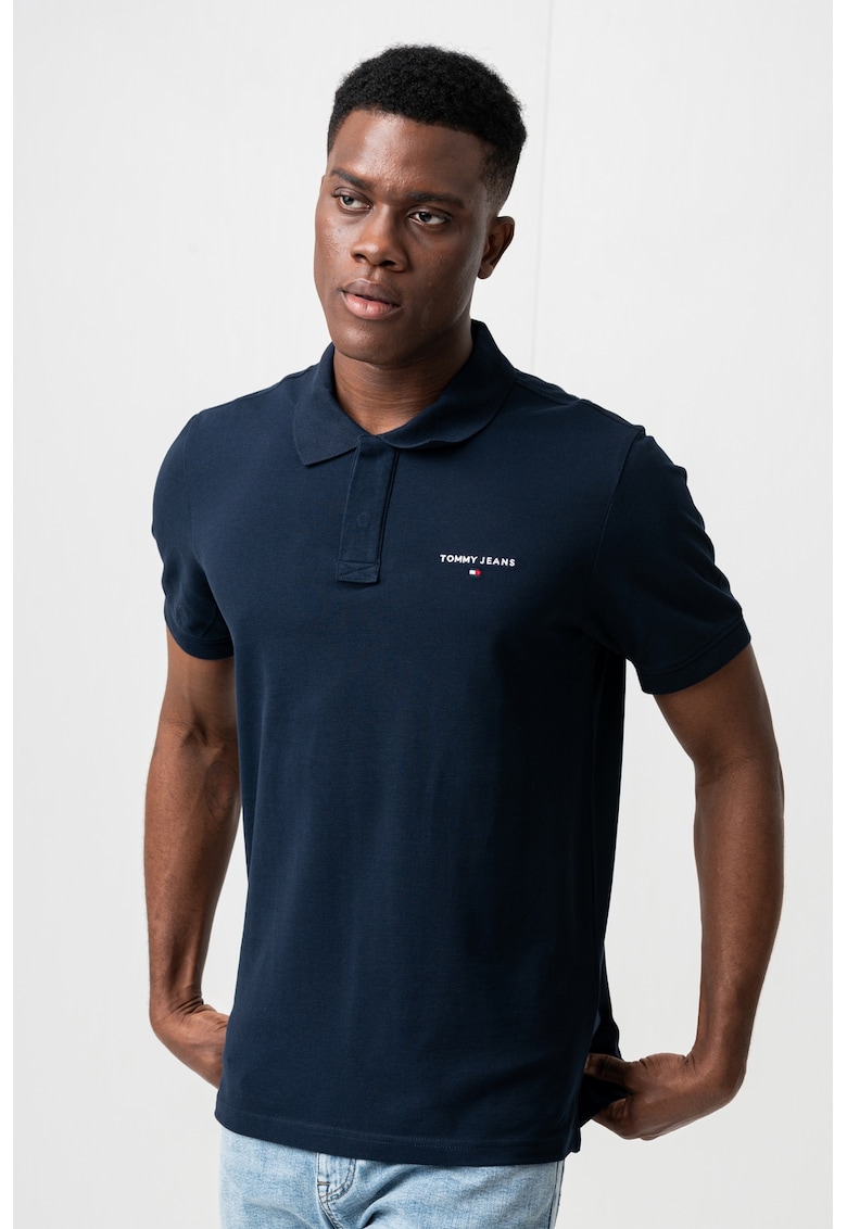 Тениска с яка и лого Tommy Jeans