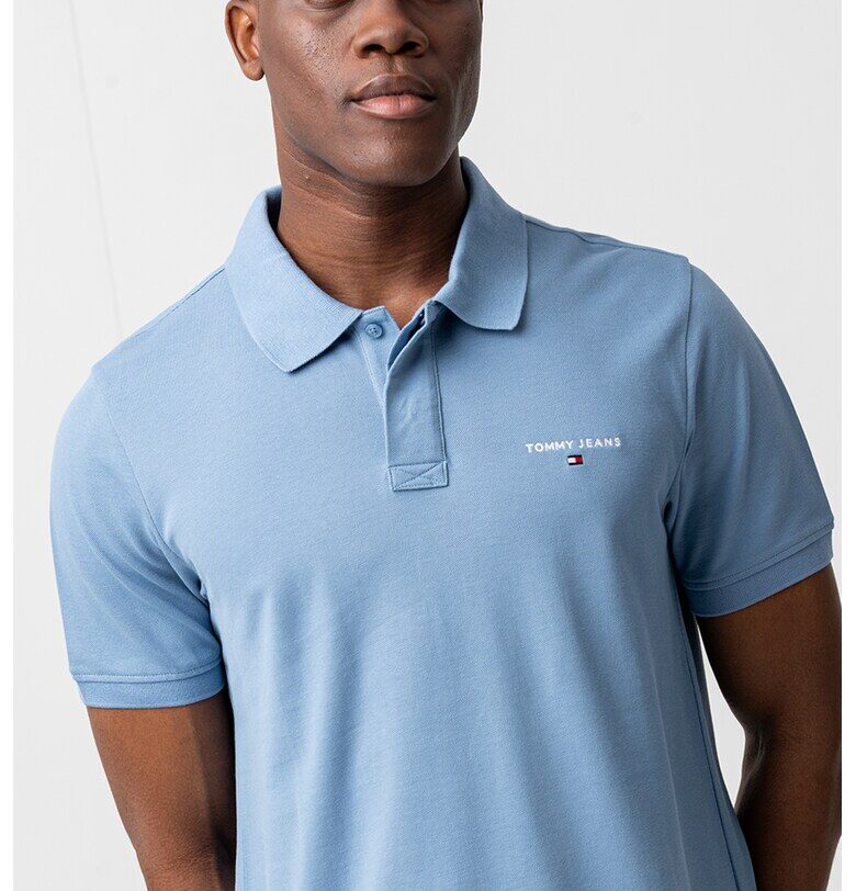 Тениска с яка и лого Tommy Jeans