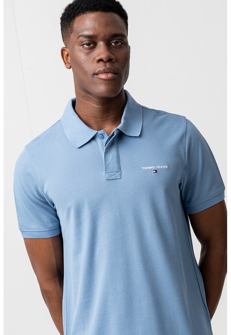 Тениска с яка и лого Tommy Jeans