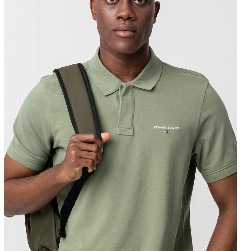 Тениска с яка и лого Tommy Jeans