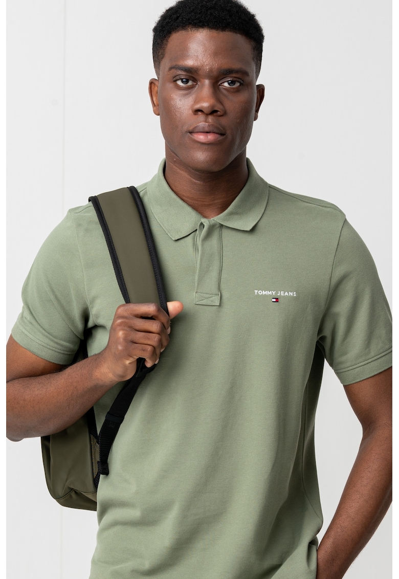 Тениска с яка и лого Tommy Jeans