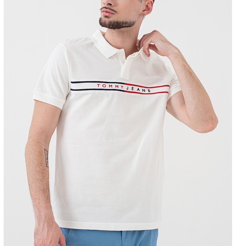 Тениска с яка и лого Tommy Jeans