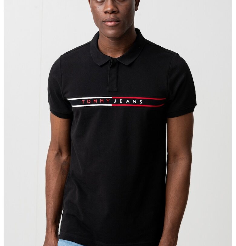 Тениска с яка и лого Tommy Jeans