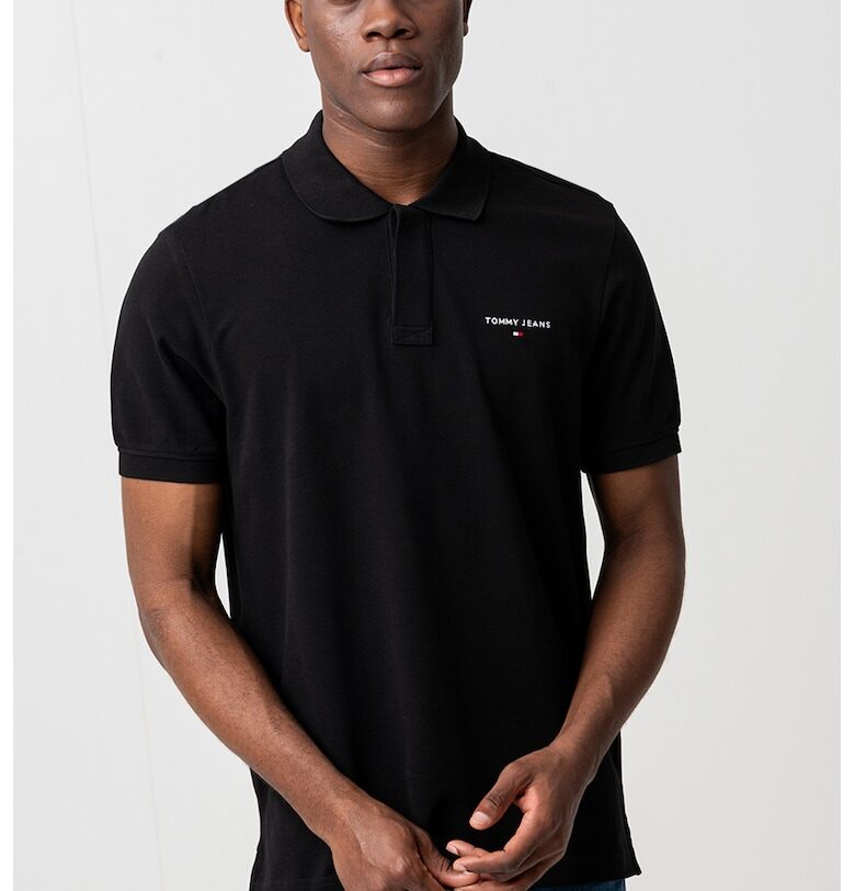 Тениска с яка и лого Tommy Jeans