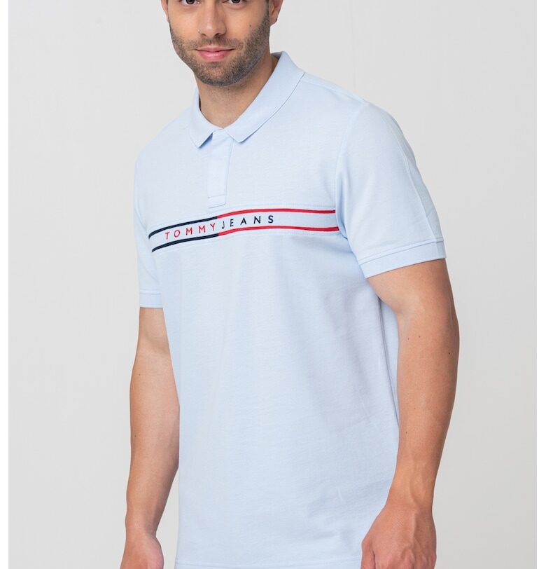 Тениска с яка и лого Tommy Jeans