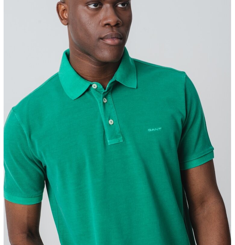 Тениска с яка и лого - Аква зелено Gant