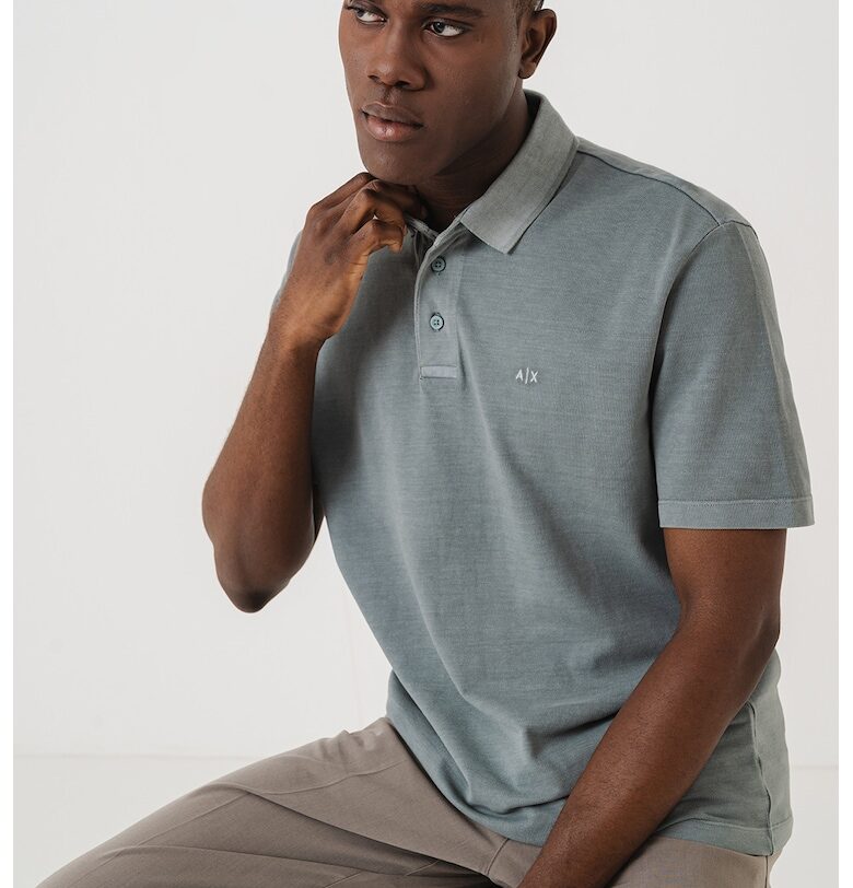 Тениска с яка и лого - Зелени аспержи ARMANI EXCHANGE