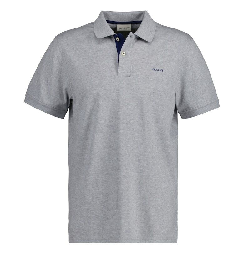 Тениска с яка и лого - Светло сив Gant