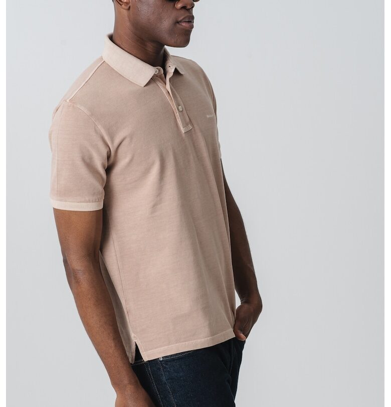 Тениска с яка и лого - Светлокафяв Gant