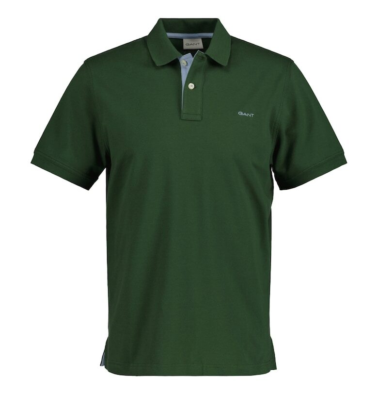 Тениска с яка и лого - Тъмнозелен Gant