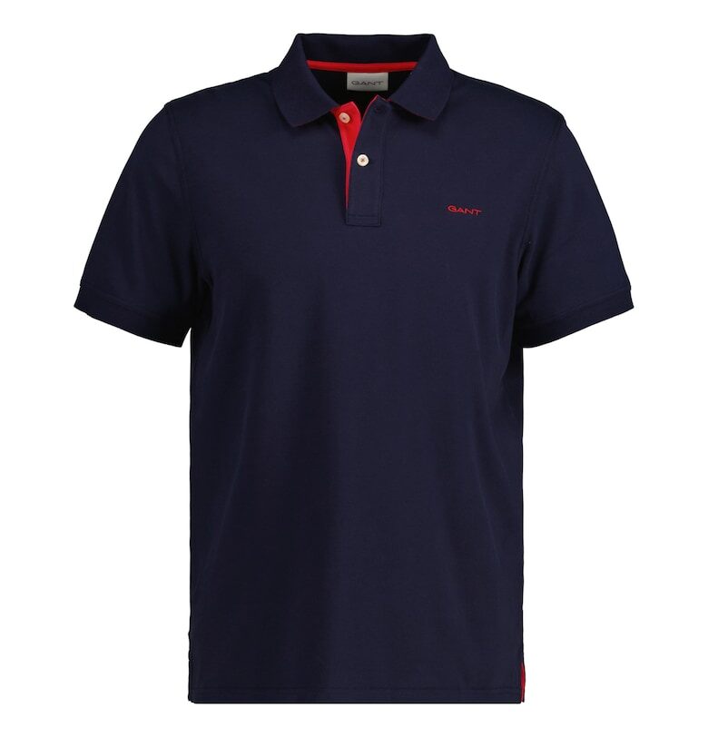 Тениска с яка и лого - Тъмносин Gant