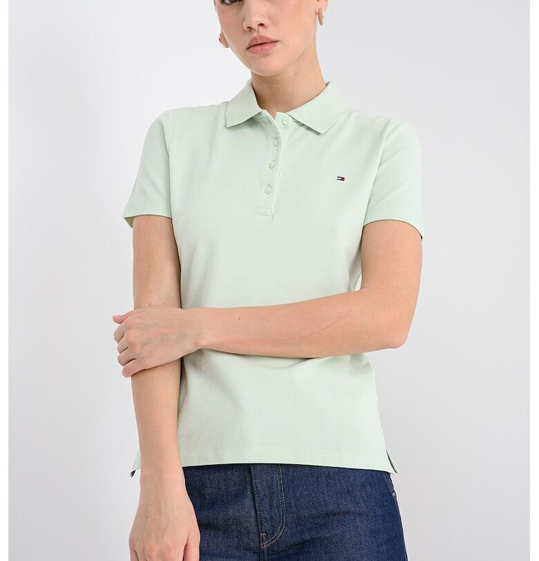 Тениска с яка и лого - Шам фъстък зелено Tommy Hilfiger