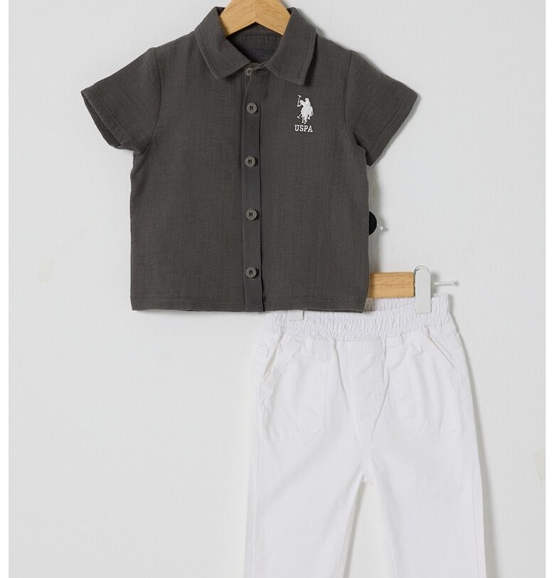 Тениска с яка и панталон - 2 части - Бял/Антрацитно сиво US Polo Assn
