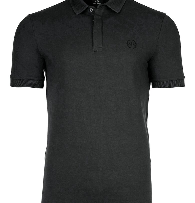 Тениска слим 14263 с яка - Антрацитно сиво ARMANI EXCHANGE