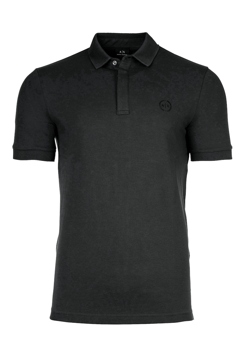 Тениска слим 14263 с яка - Антрацитно сиво ARMANI EXCHANGE