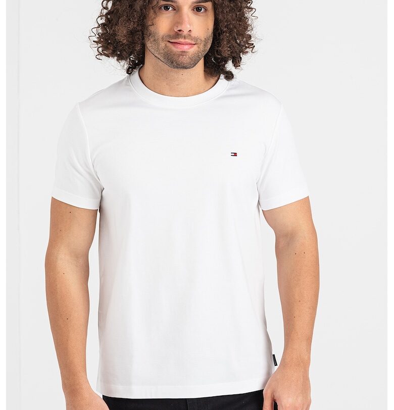 Тениска слим с овално деколте - Бял Tommy Hilfiger
