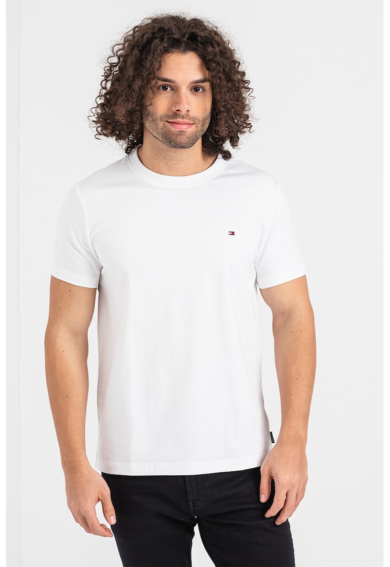 Тениска слим с овално деколте - Бял Tommy Hilfiger